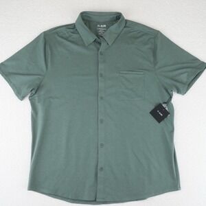01.Algo 01.Performance Short Sleeve‎ Button Up Shirt Mens XXL Green